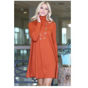 Solid Turtleneck Tunic Dress